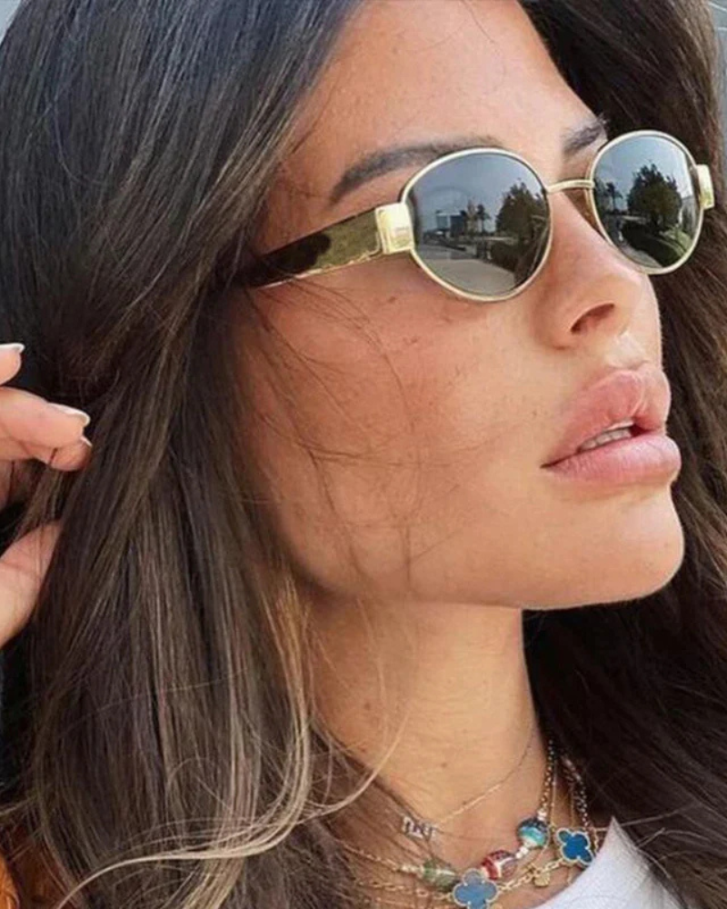 Hazel | Gold Rahmen Smaragd Ovale Gläser Sonnenbrille
