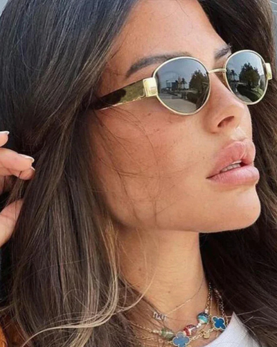 Hazel | Gold Rahmen Smaragd Ovale Gläser Sonnenbrille