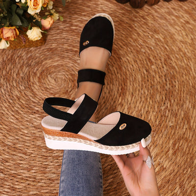 ComfyStride™ – Damen Plateau Sandalen mit elastischem Knöchelriemen