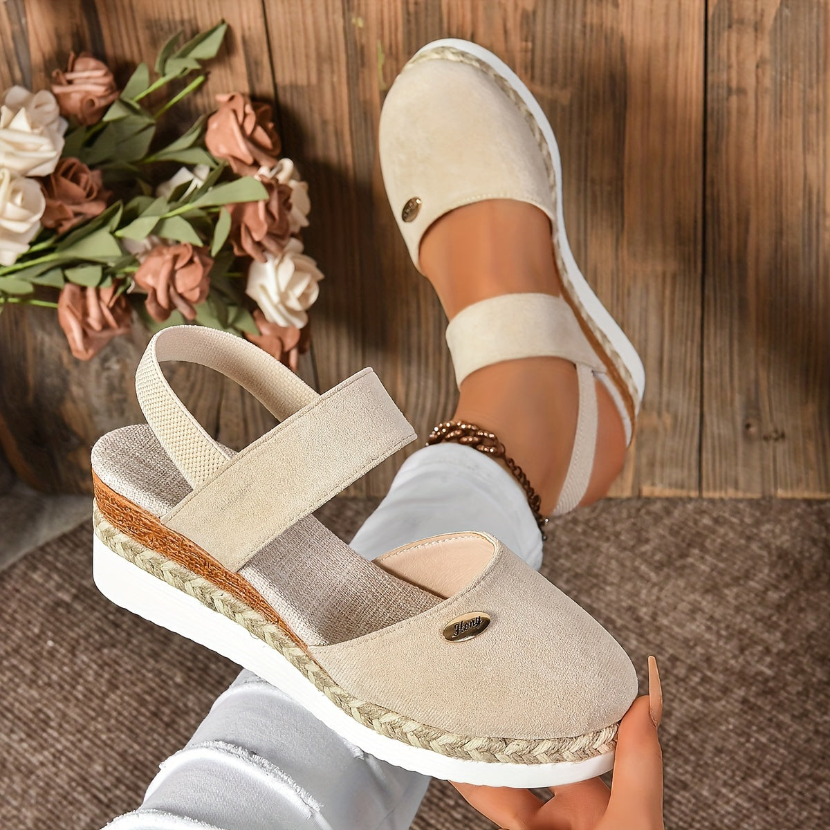 ComfyStride™ – Damen Plateau Sandalen mit elastischem Knöchelriemen