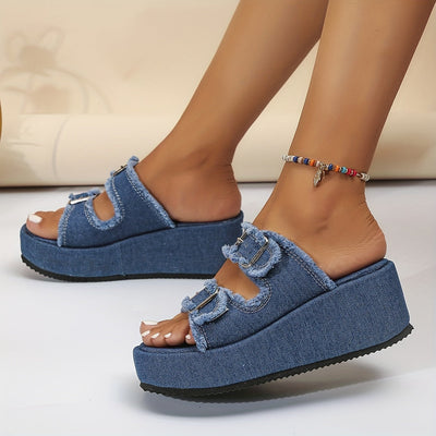 DenimaLux™ – Modische Denim Plateau Sandalen für Damen