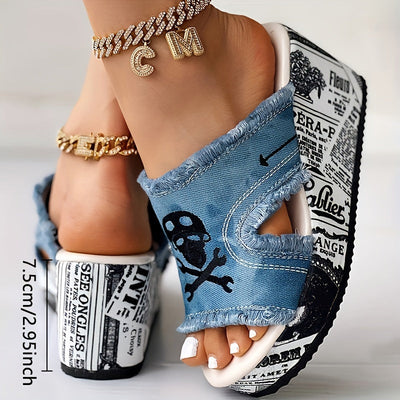 DenimaWedge™ – Modische Damen Keilsandalen mit Denim Look