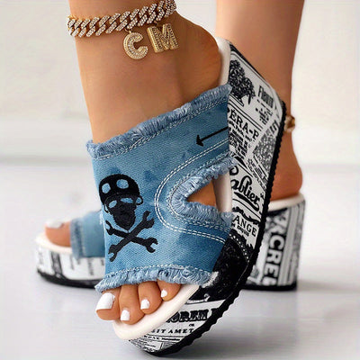 DenimaWedge™ – Modische Damen Keilsandalen mit Denim Look