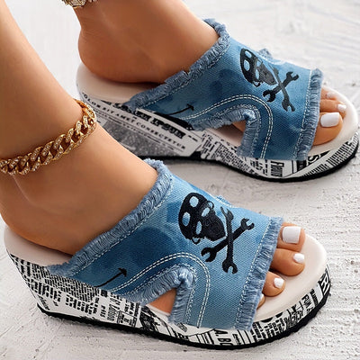 DenimaWedge™ – Modische Damen Keilsandalen mit Denim Look