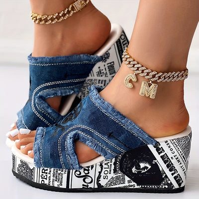 DenimaWedge™ – Modische Damen Keilsandalen mit Denim Look