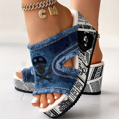 DenimaWedge™ – Modische Damen Keilsandalen mit Denim Look