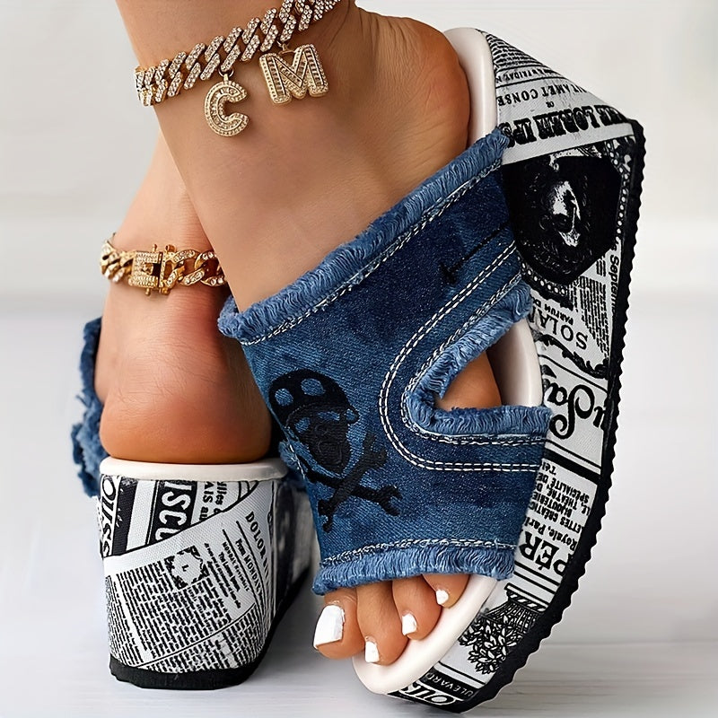 DenimaWedge™ – Modische Damen Keilsandalen mit Denim Look