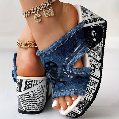 DenimaWedge™ – Modische Damen Keilsandalen mit Denim Look