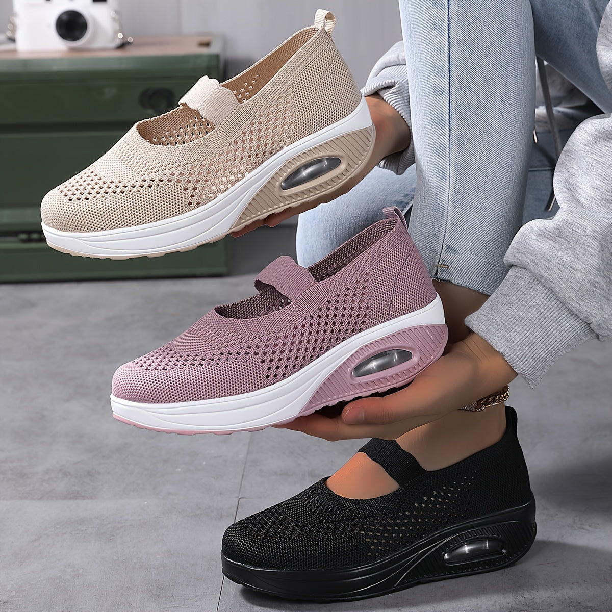 FlexiKnit™ – Bequeme Damen Slip-On Sneaker mit atmungsaktivem Gewebe