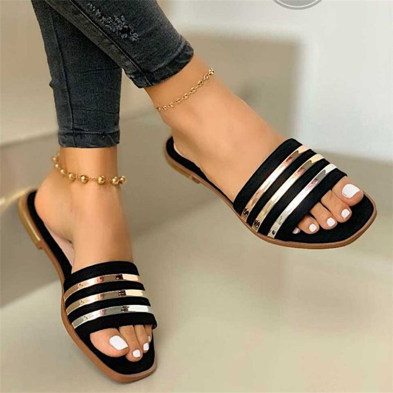 SlideVita™ – Elegante Damen Slides mit Flachem Absatz