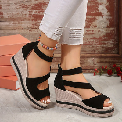 SoleMio™ – Damen Keilsandalen mit Rückenreißverschluss