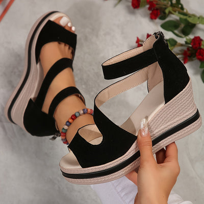 SoleMio™ – Damen Keilsandalen mit Rückenreißverschluss