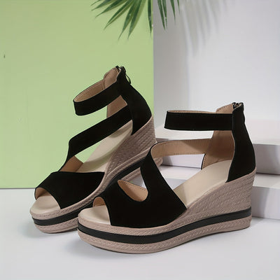SoleMio™ – Damen Keilsandalen mit Rückenreißverschluss