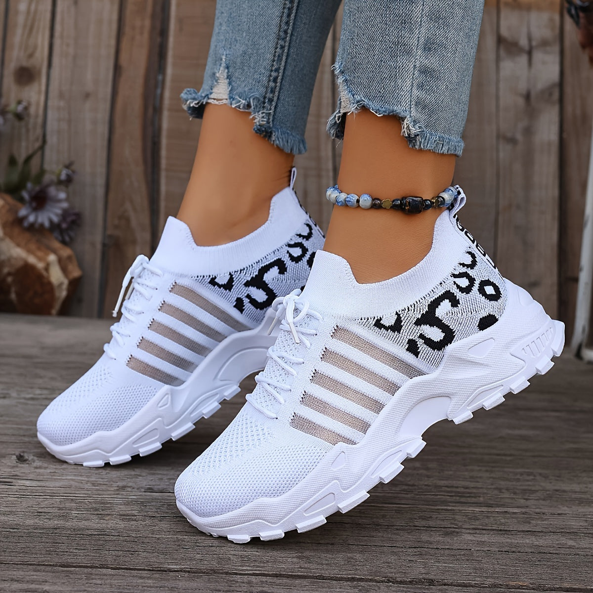 WildStride™ – Trendige Plateau Sneaker Damen im Leoparden-Look