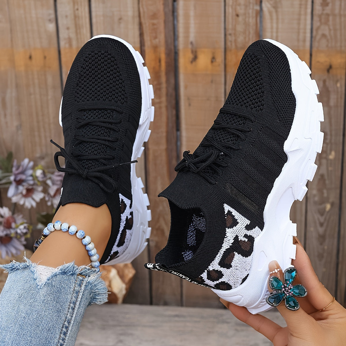 WildStride™ – Trendige Plateau Sneaker Damen im Leoparden-Look