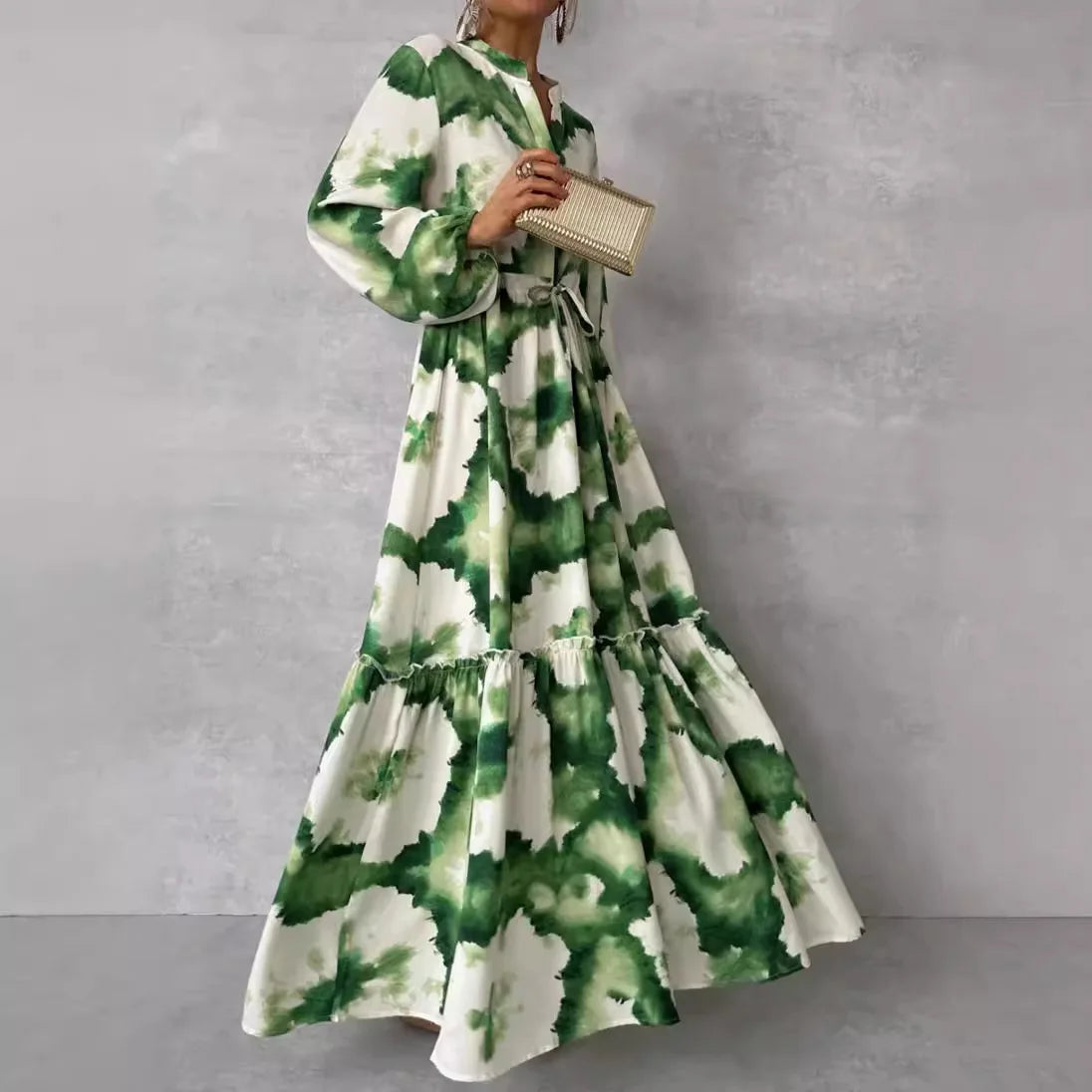 Cerena –  Elegantes Maxikleid mit langen Ärmeln